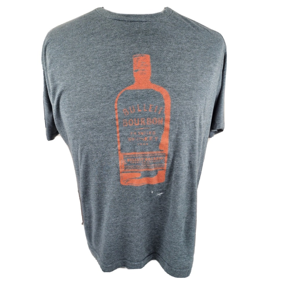 Bulleit Bourbon Frontier Whiskey T-Shirt Men's Size Extra Large Gray With Orange